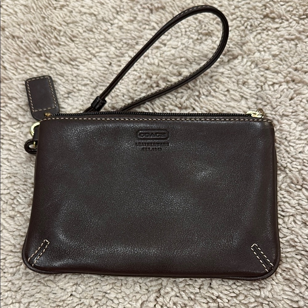 Coach Brown Leather Wristlet